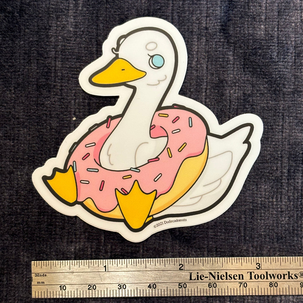 Donut Goose Vinyl Sticker – Sweet & Silly Feathered Fun