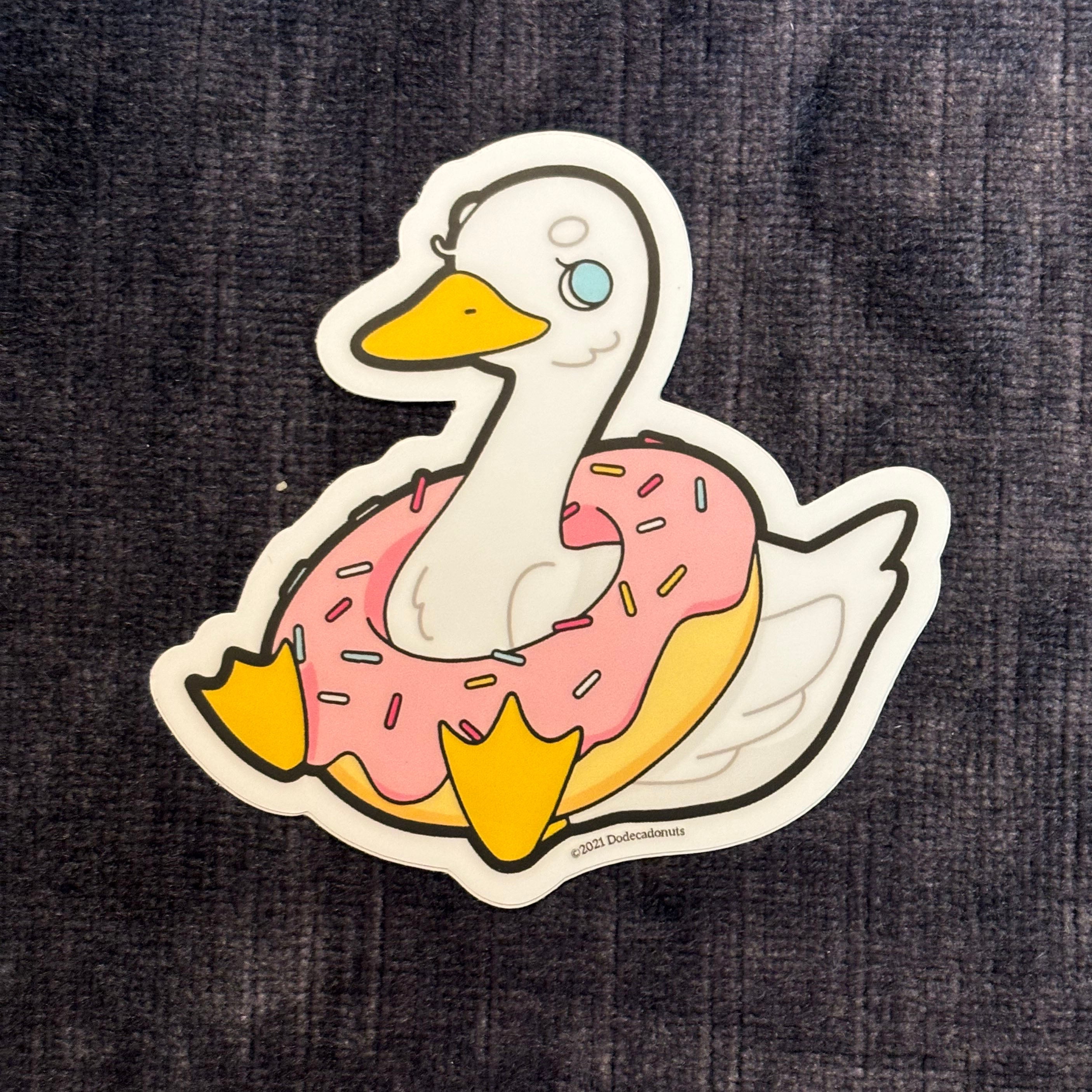 Donut Goose Vinyl Sticker – Sweet & Silly Feathered Fun
