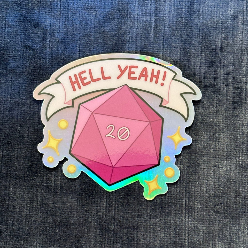 Hell Yeah! Nat 20! Metallic Vinyl Sticker – Celebrate Your Critical Triumph