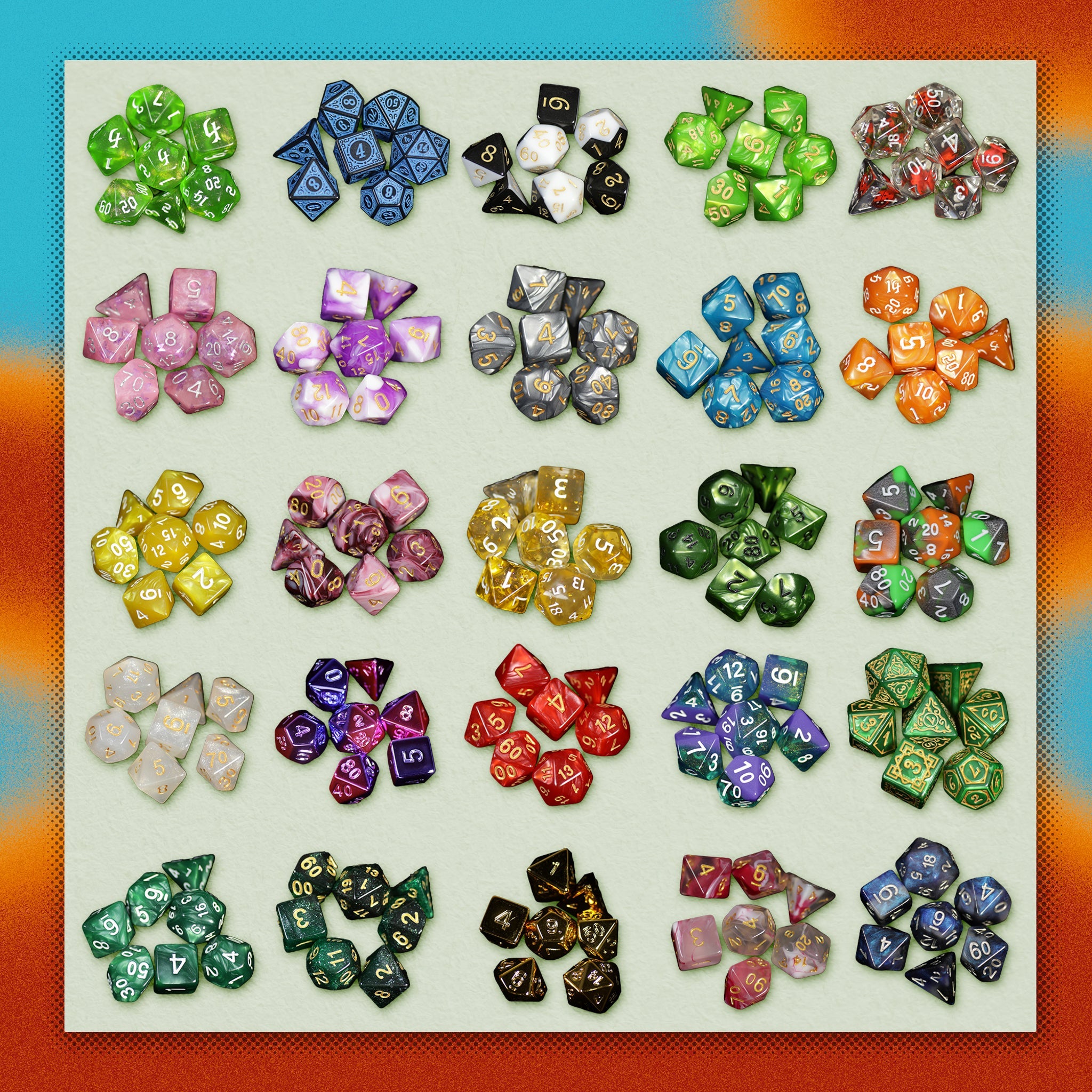 Mystery Dice 6 Pack - Six Sets of TTRPG Dice. No Duplicates!