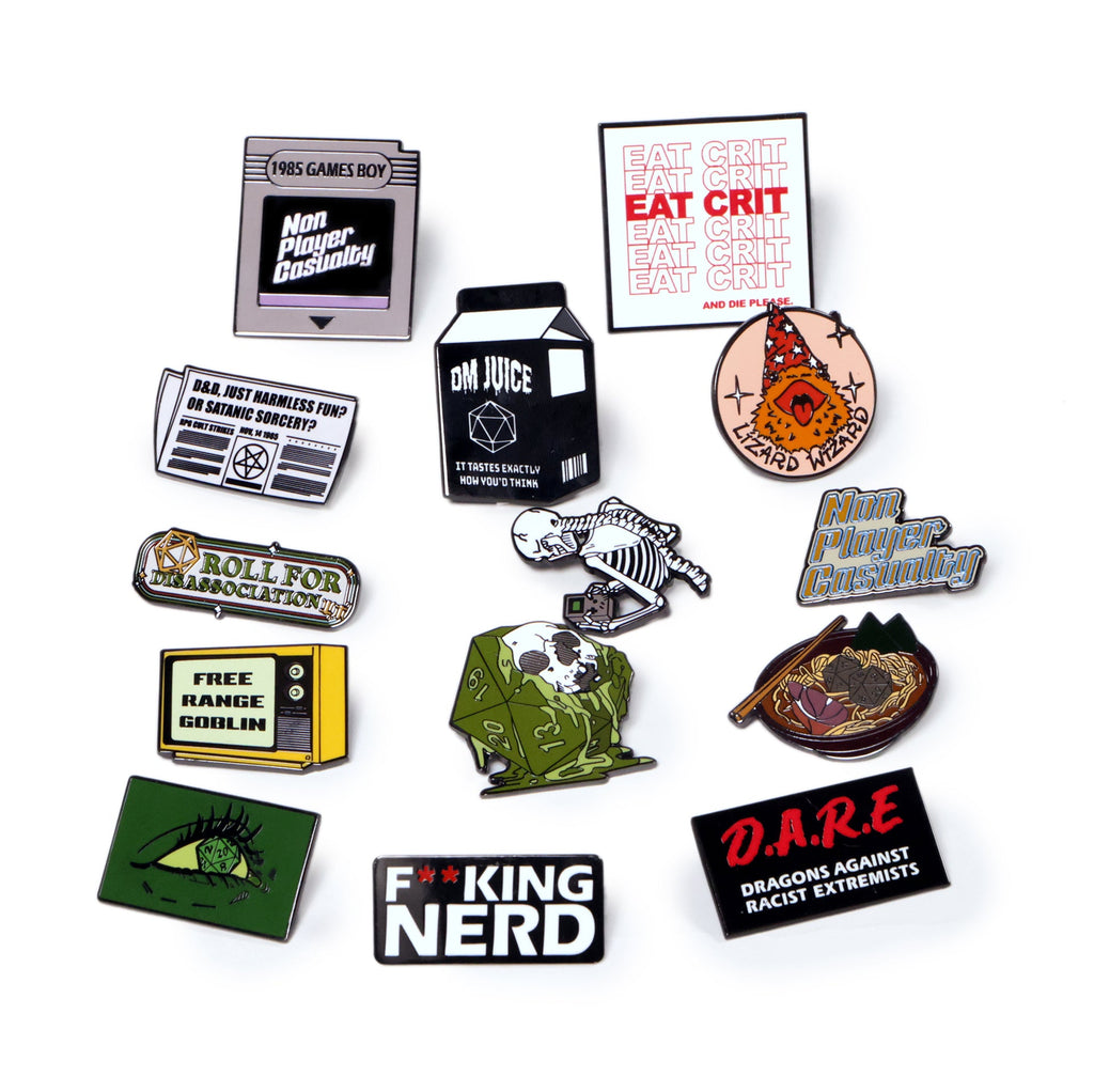 Mystery Enamel Pin Bag with Surprise RPG and Tabletop Pins