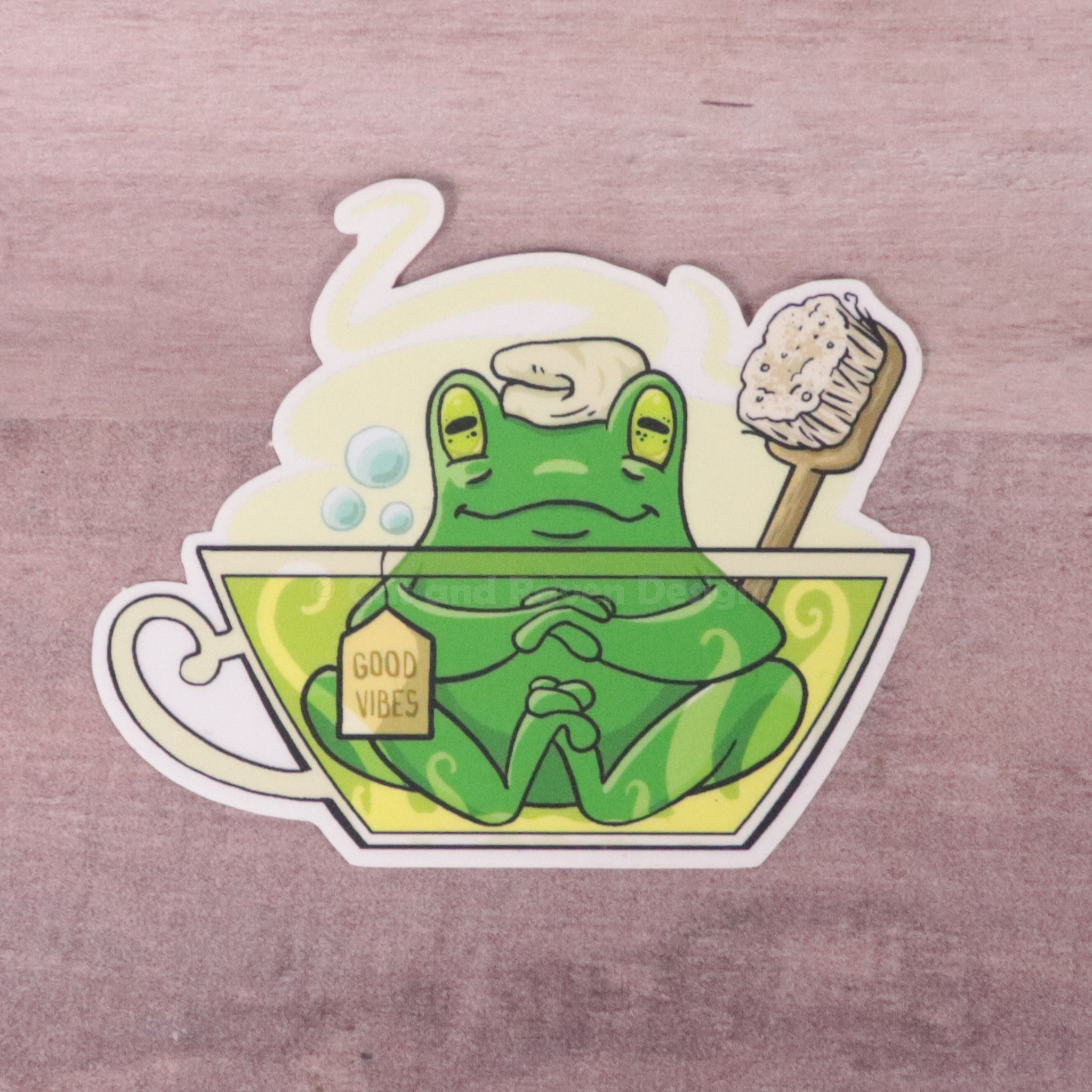Tea Frog clear vinyl sticker