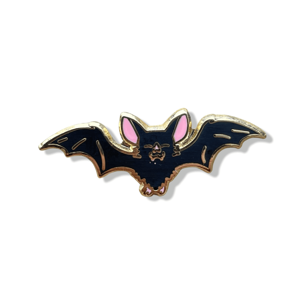 Black Bat Enamel Pin – Hard Enamel Double Post Pin with Rubber Backs