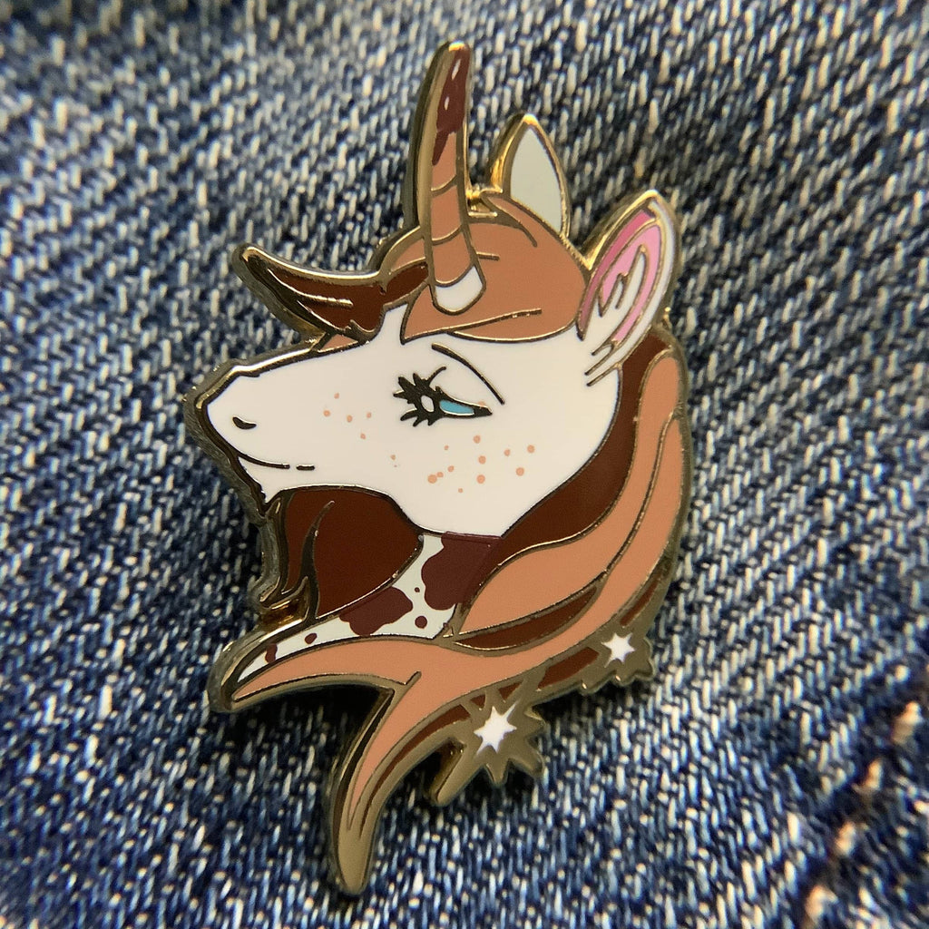 Chocolate Unicorn Pin - Hard Enamel Lapel Pin With Secure Double Posts