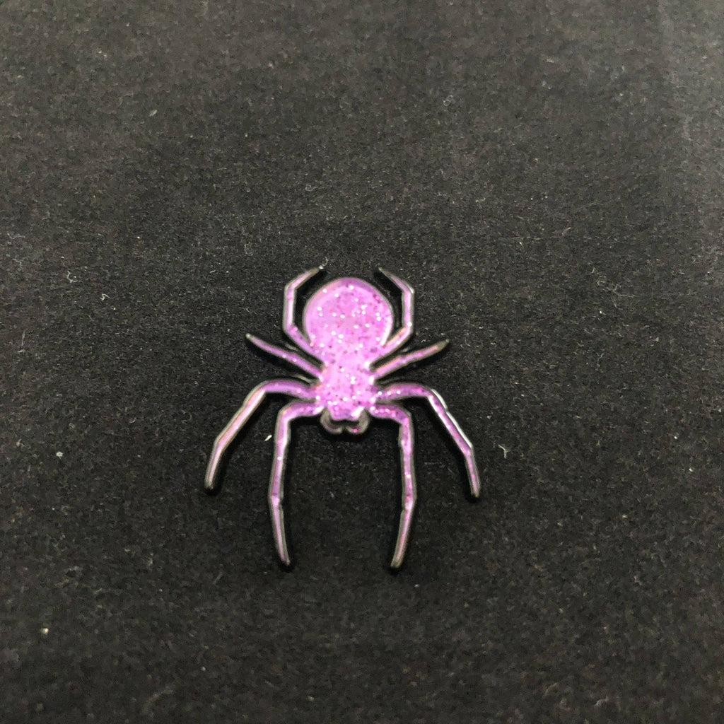 Dark Purple Glitter Spider Enamel Pins