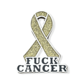 Cancer Awareness Pin – Gold Glitter Ribbon Lapel Pin with Bold Cancer Statement