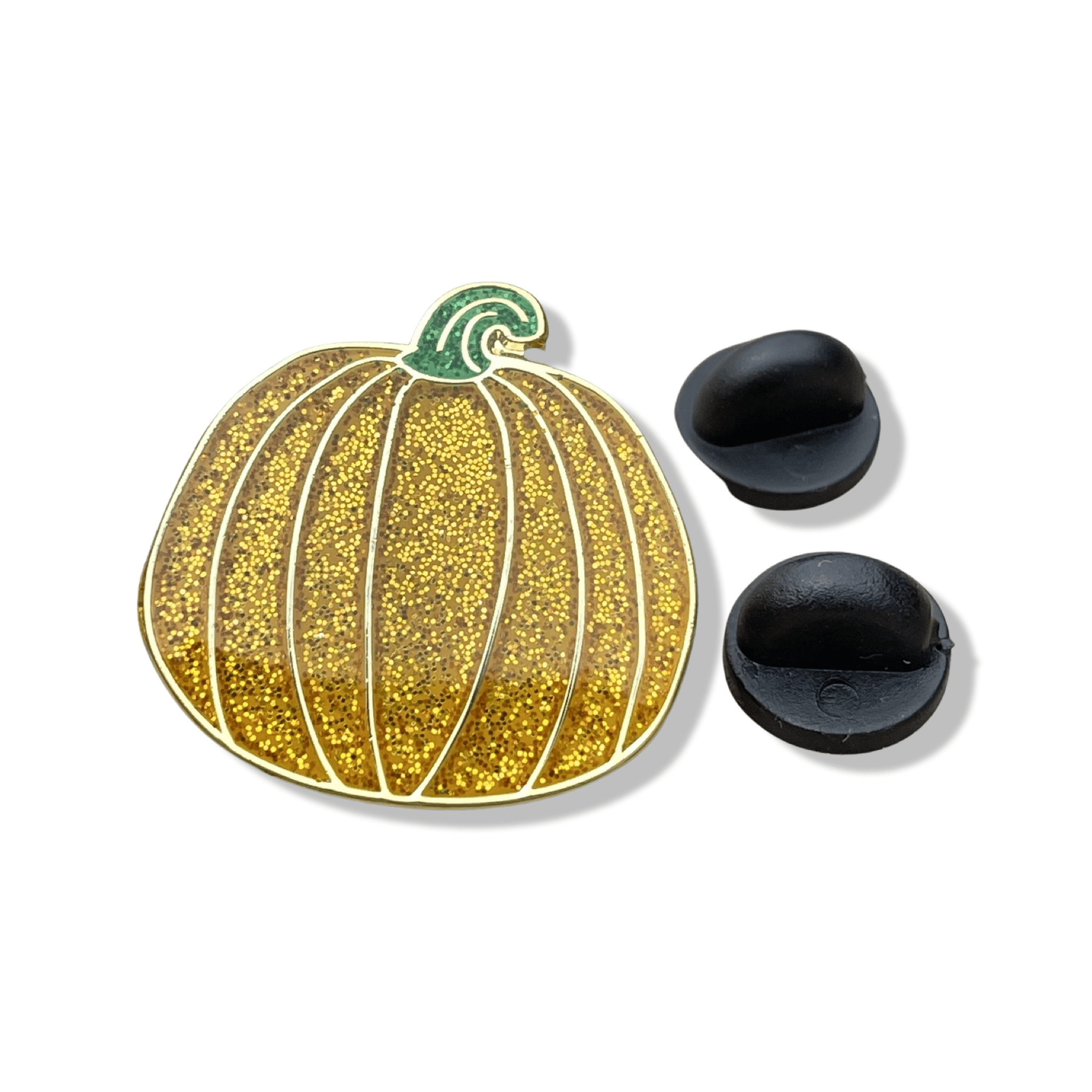 Gold Pumpkin Pin – Hard Enamel Lapel Pin With Secure Double Posts & Black Rubber Backs