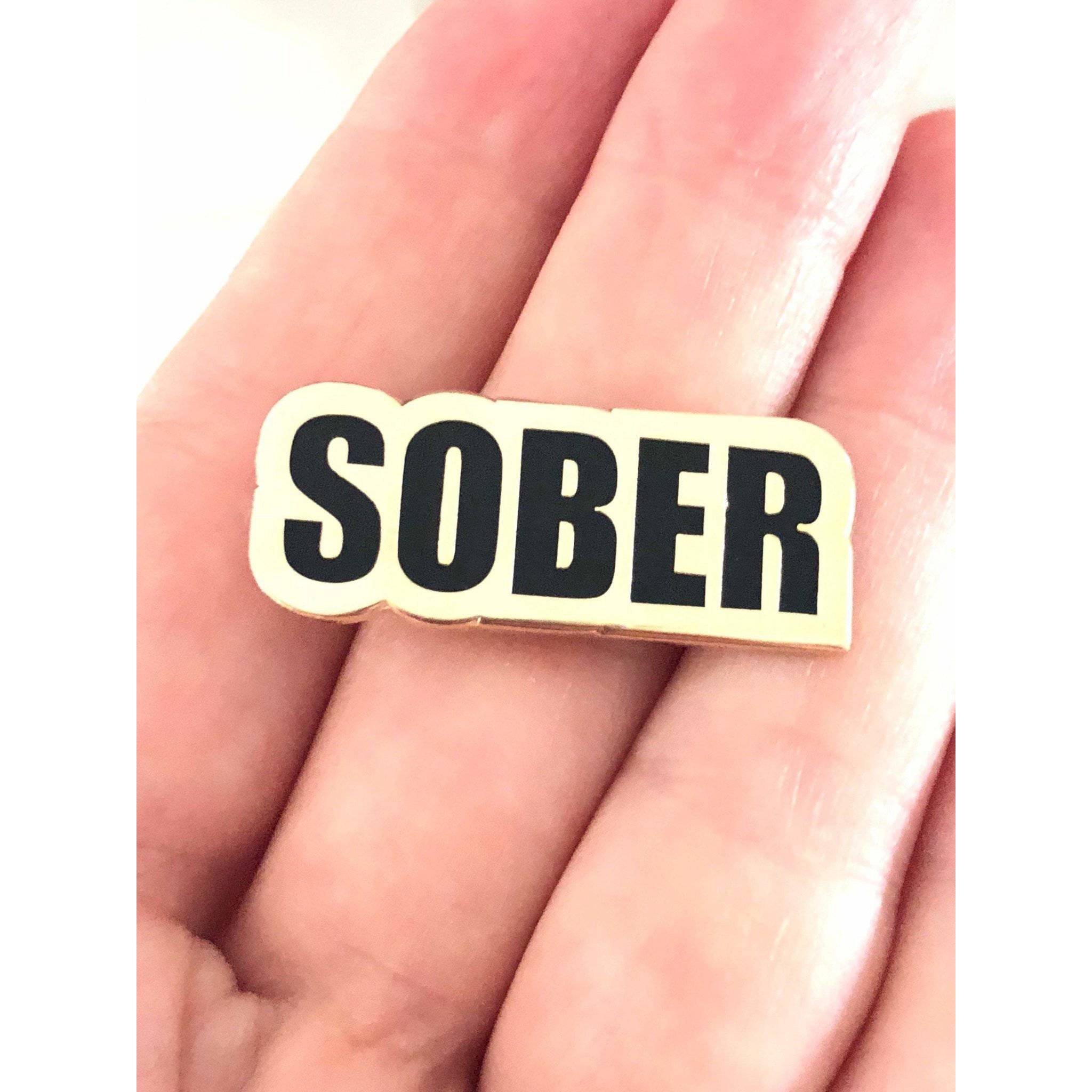 Gold Enamel Pin - Hard Enamel Sober Awareness Lapel Accessory, 1.25 Inch
