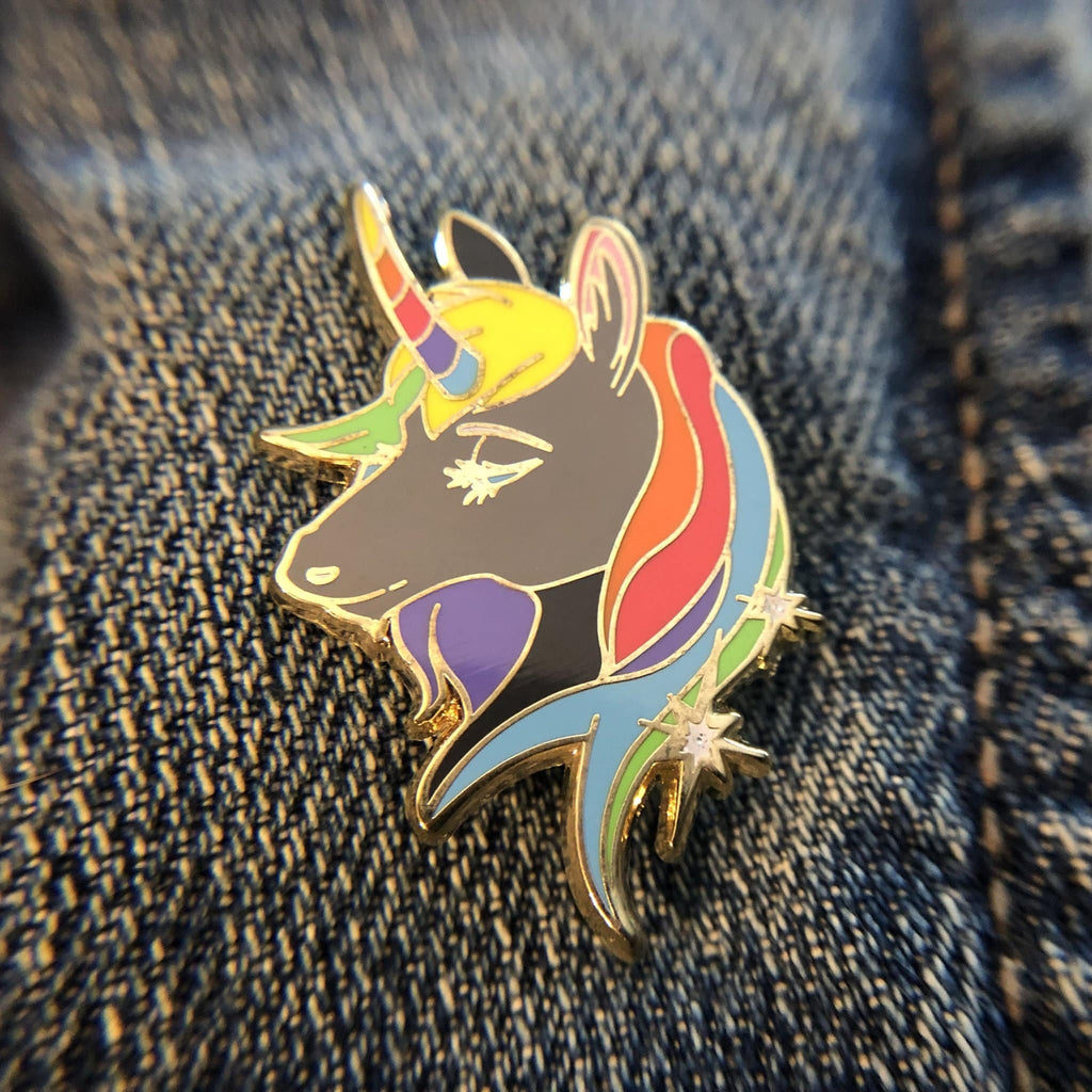 Gray Unicorn Enamel Pin