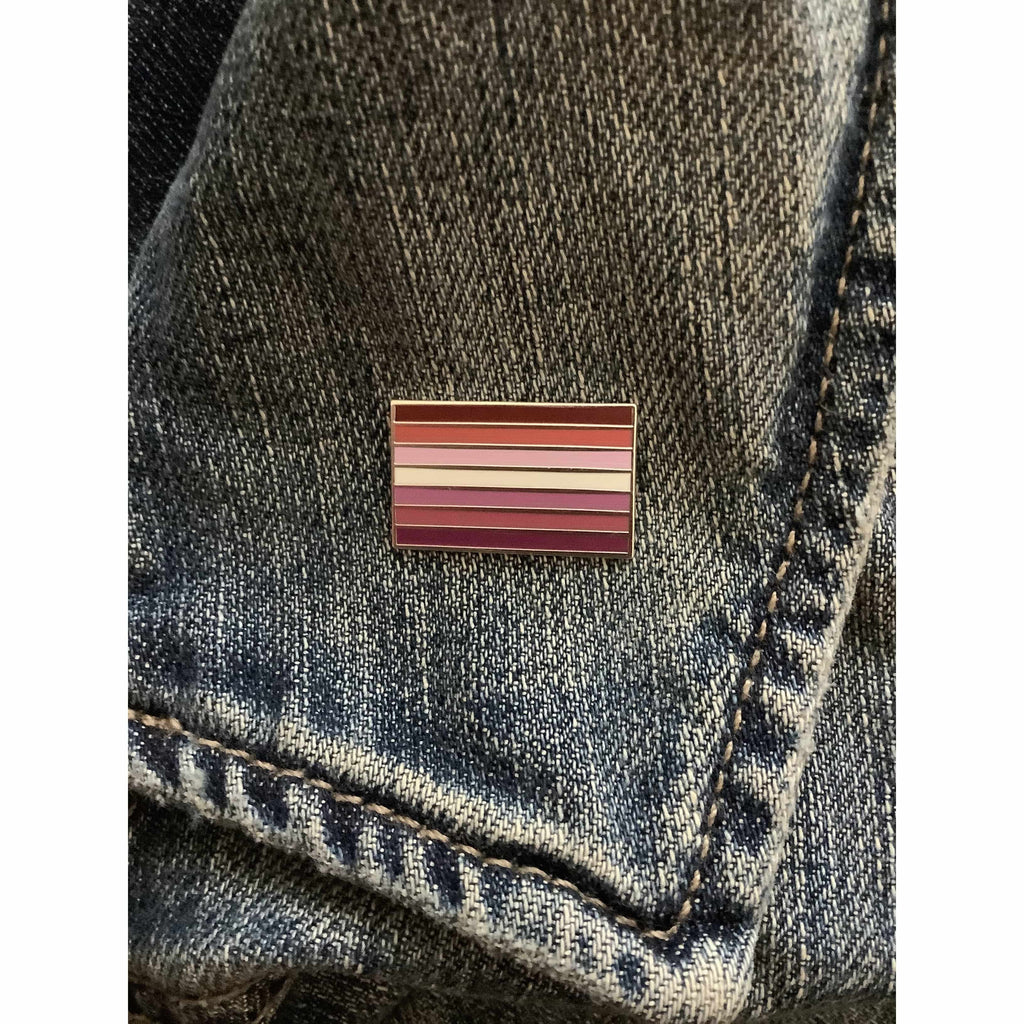 Lesbian Pride Flag Pin - Hard Enamel Lapel Pin With Secure Double Posts