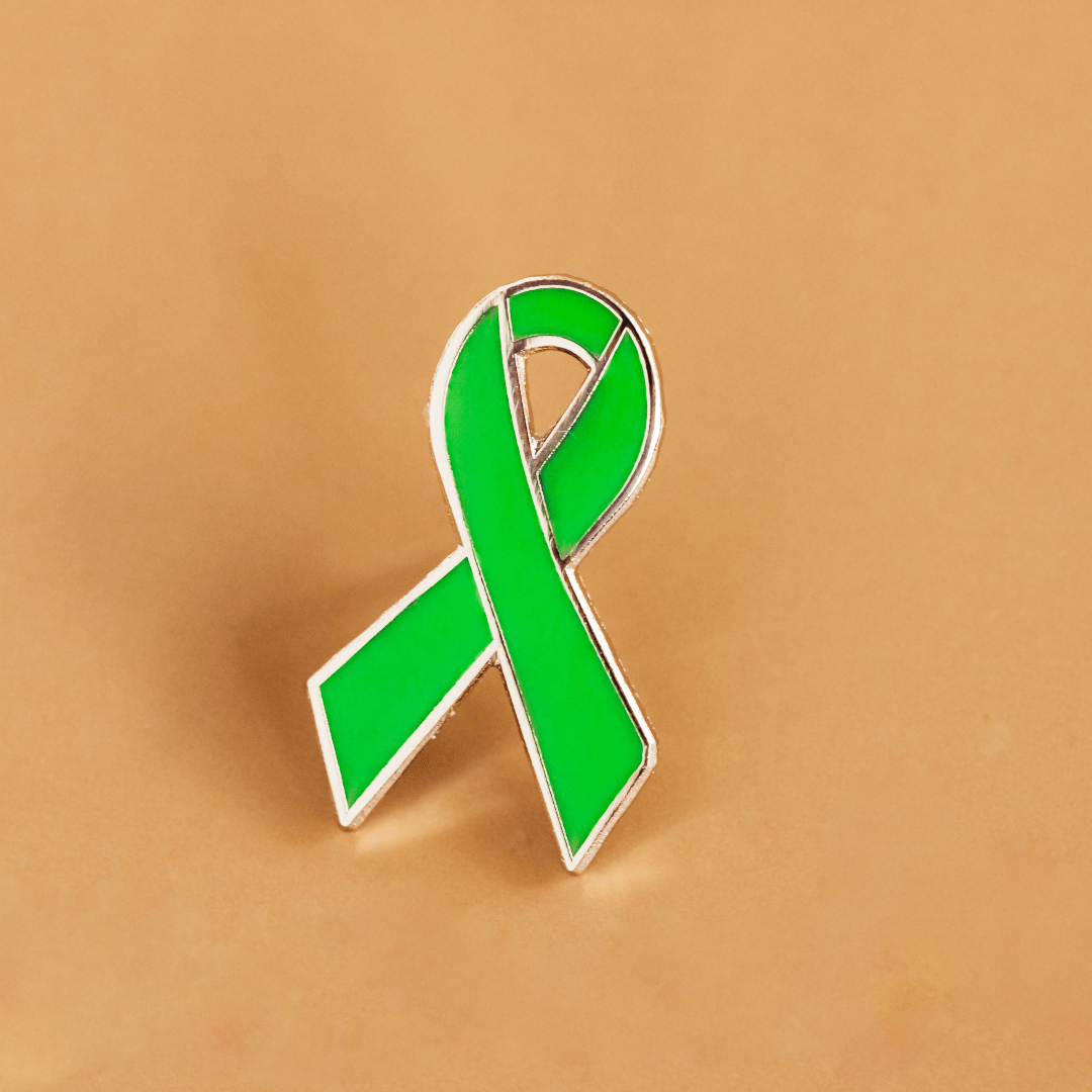 Lime Green Enamel Pin - Awareness Ribbon Hard Enamel Brooch Pin With Rubber Back