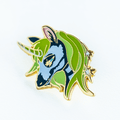 Lime Green Enamel Pin - Skull Unicorn Double Post Pin 1.25 Inch Secure Backing
