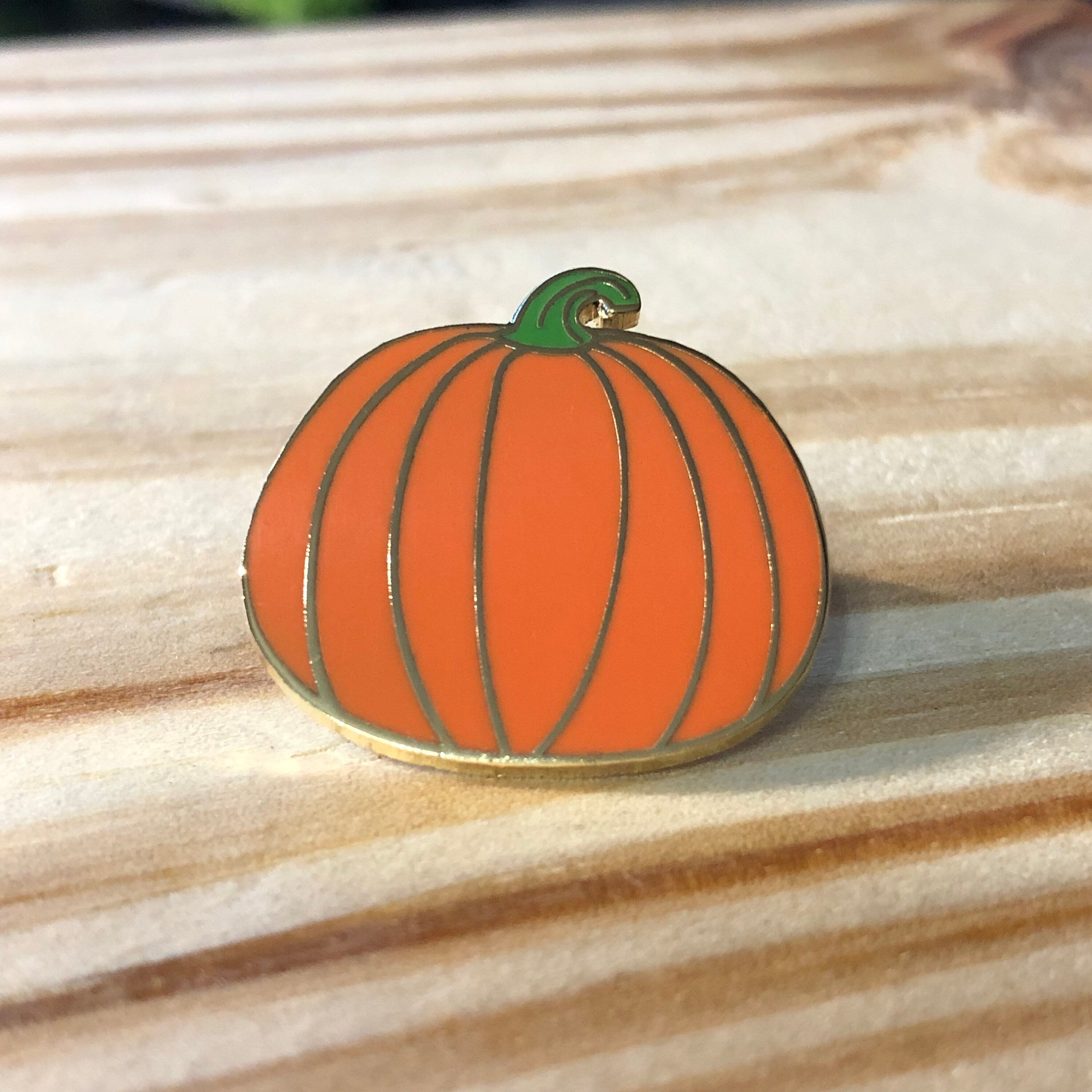 Orange Pumpkin Enamel Pin - Hard 1 Inch Lapel Pin With Rubber Backs