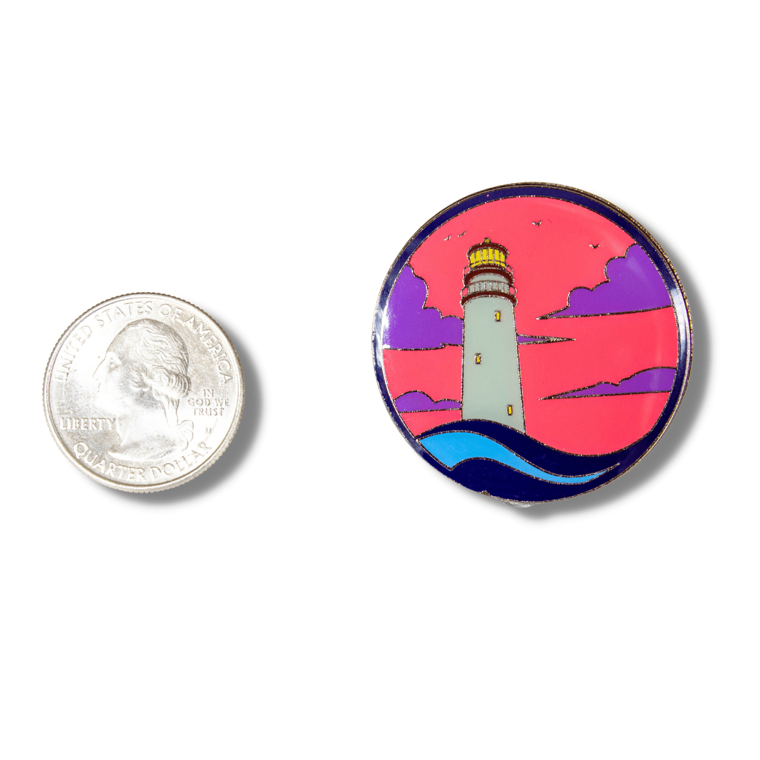Pink Lighthouse Pin – Hard Enamel Lapel Pin With Secure Double Posts