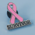 Pink Survivor Ribbon Pin - Hard Enamel Awareness Lapel Pin with Single Post Backing