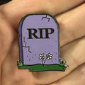 Purple Enamel Pin - Hard Enamel Headstone Lapel Pin With Double Post Backing