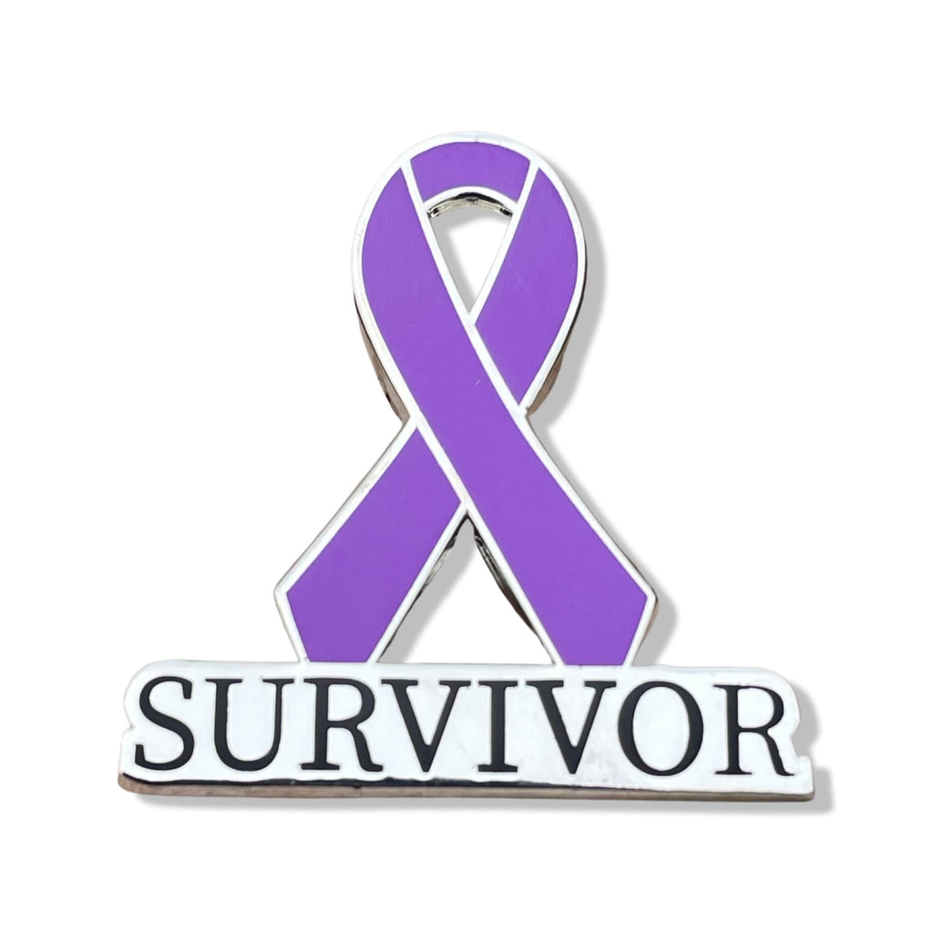 Purple Survivor Ribbon Pin – Hard Enamel Awareness Ribbon Lapel Accessory