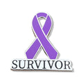 Purple Survivor Ribbon Pin – Hard Enamel Awareness Ribbon Lapel Accessory