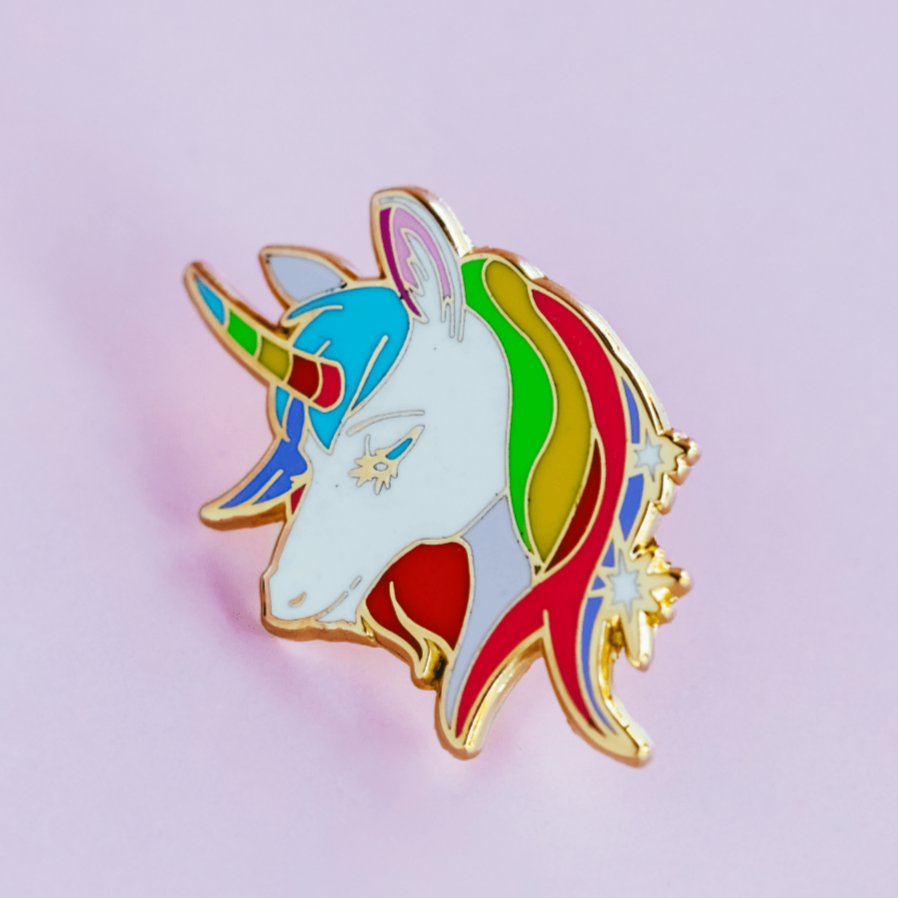 Rainbow Unicorn Pin - Hard Enamel Lapel Pin With Secure Double Posts