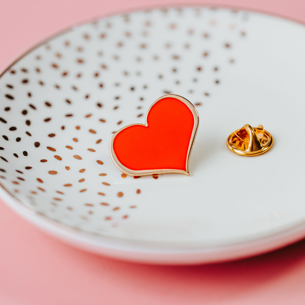 Red Heart Enamel Pin – 1-inch Classic Size (Also in ¾, ½ and ¼-inch)