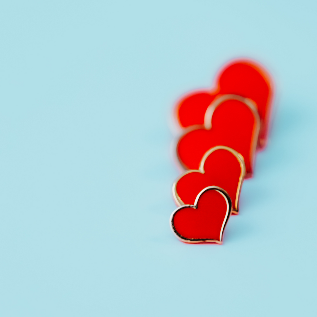 Red Heart Enamel Pin – 1-inch Classic Size (Also in ¾, ½ and ¼-inch)