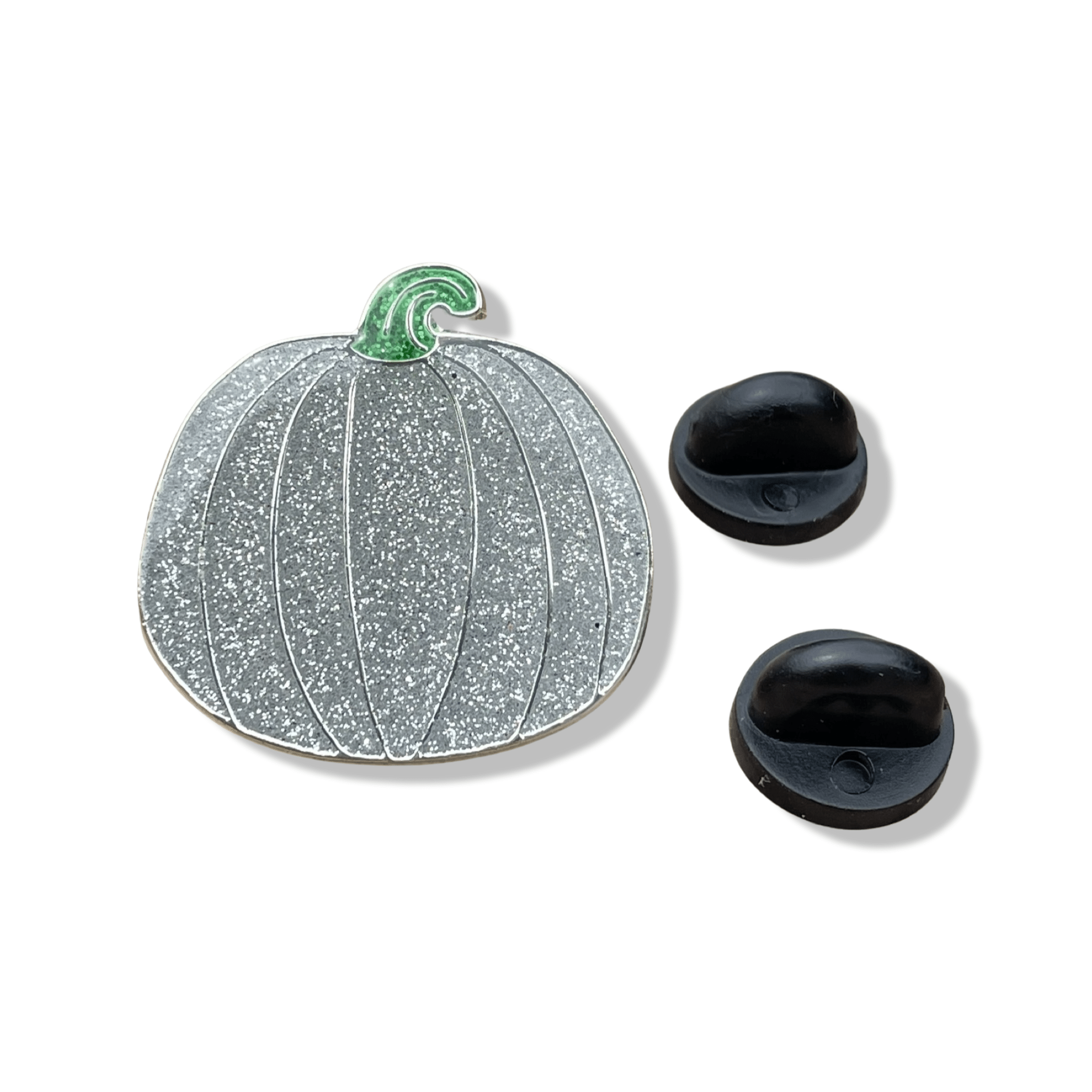 Silver Glitter Enamel Pin – Hard Enamel Pumpkin Lapel Pin With Secure Double Posts