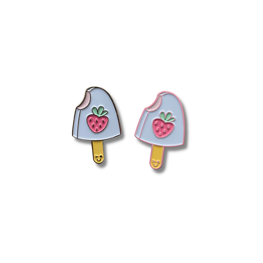 Strawberry Enamel Pin - Cute Ice Cream Lapel Pin Brooch With Gold Or Pink Metal