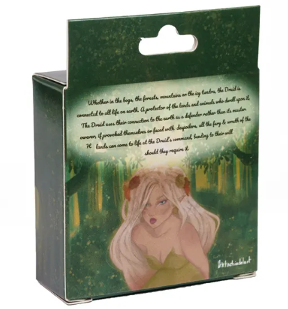 Druid Green Marble Pattern Dice | Green Dice w/Gold Art 7-Dice Set