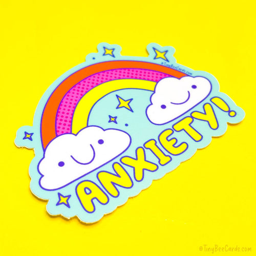 Anxiety! Rainbow Funny Mental Health Vinyl Sticker