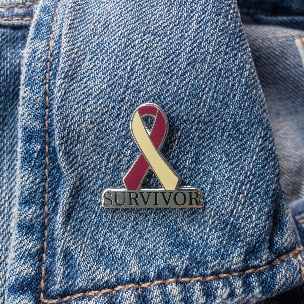 Oral, Head and Neck Cancer Survivor Awareness Ribbon Enamel Pin – 1-inch